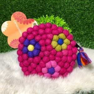 Wool Coin Purse With Tassel